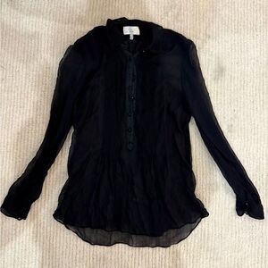 ADAM by Adam Lippes Black Silk Pintuck Blouse — Size 4